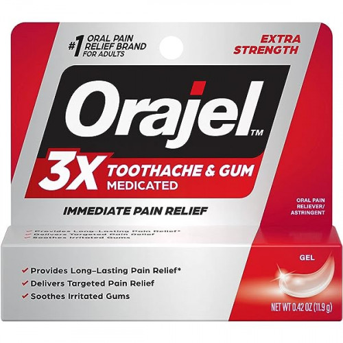 Gel giảm đau răng, nướu Orajel 3X Medicated for Toothache & Gum 11.9g